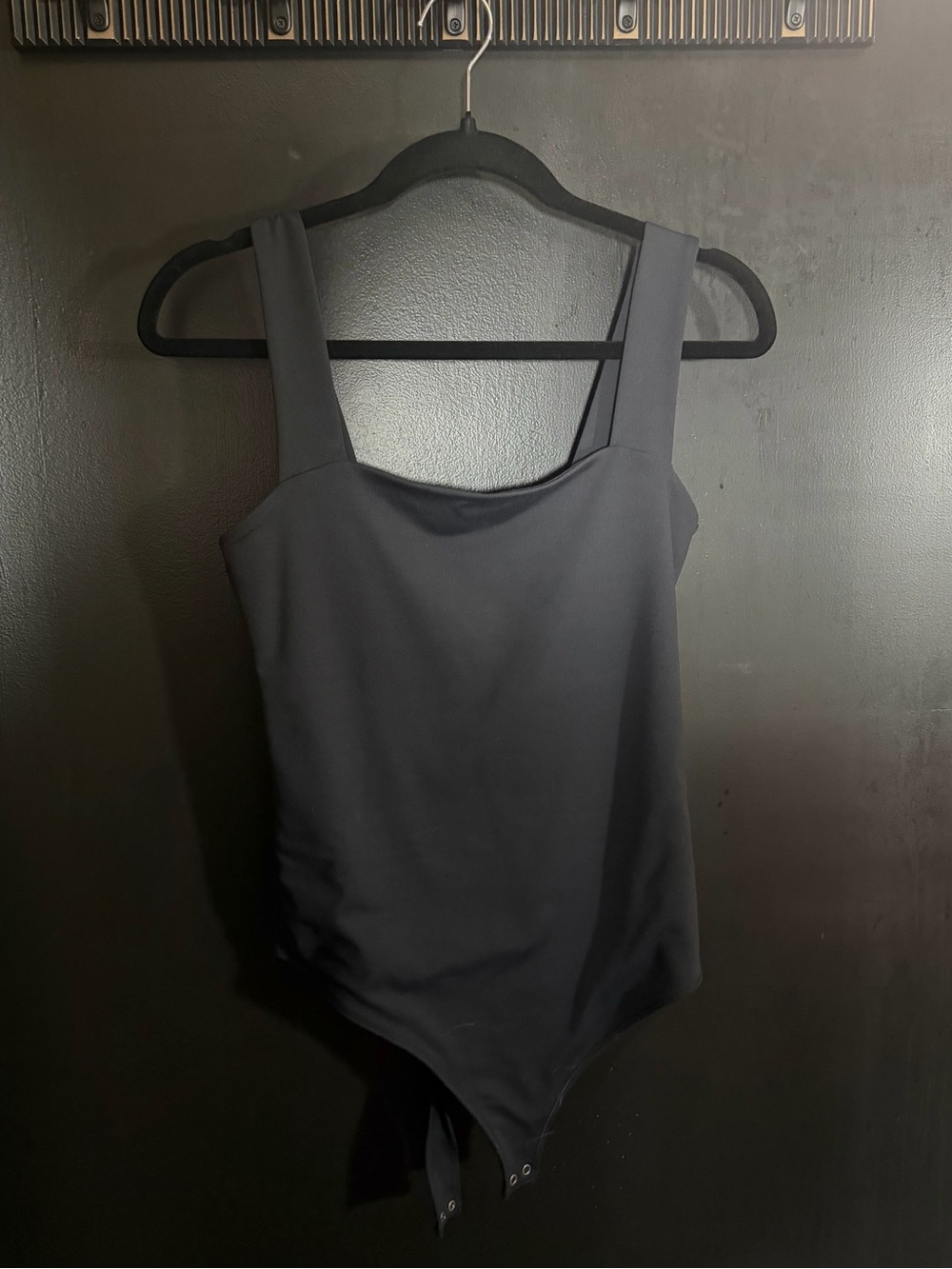 Abercrombie & Fitch Black Square-Neck Bodysuit with Wide Straps